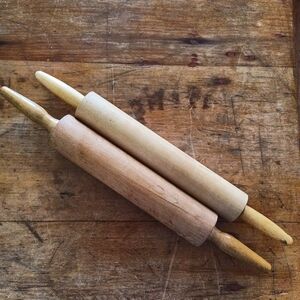 2 Vintage Wood Rolling Pins 17"